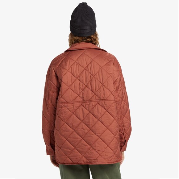 Billabong Transport Shacket Snap Front Overshirt Jacket Size L Rust Quilted NEW - Picture 2 of 12